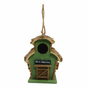 8 inç reçine yuvarlak taş şekilli Birdhouse ahşap etkisi Polyresin Birdhouse - Product Image 4