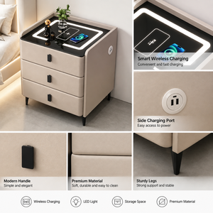 Multifunctional Smart Bedside Cabinet Wireless Charging Nightstand <strong>with</strong> Touch 3 Color Light Modern Minimalist Bedroom <strong>Side</strong> <strong>Table</strong> - Product Image 6