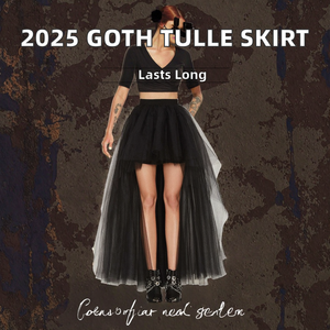 <span class=keywords><strong>Jupe</strong></span> <span class=keywords><strong>longue</strong></span> en <span class=keywords><strong>tulle</strong></span> noir pour <span class=keywords><strong>femme</strong></span> 2025, taille naturelle, respirante, écologique, style asymétrique, pour soirée, décontractée, punk, gothique, carnaval - Product Image 2