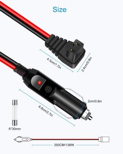 3.5m 14AWG <span class=keywords><strong>cordon</strong></span> d'alimentation de réfrigérateur de voiture DC 12 V/24V allume-cigare de voiture <span class=keywords><strong>pour</strong></span> réfrigérateur 12 volts congélateur portable refroidisseur électrique - Product Image 4