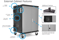 Chariot de recharge intelligent CA certifié UL à 36 emplacements pour ordinateurs portables, avec roues et plateaux coulissants, armoire de recharge sécurisée pour l'éducation scolaire