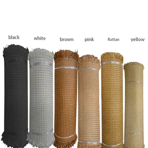 Wholesale 60cm Wardrobe Cabinet Raw Material Natural Open Mesh Weaving Cane Synthetic Rattan Webbing Roll