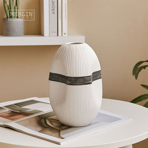 Vaso Nordico Merlin Living, Vaso in Ceramica da Scrivania, Design <span class=keywords><strong>Ovale</strong></span> con Incavo, Vaso Bianco per Arredamento Casa, Fabbrica di Ceramiche di Chaozhou, Vendita all'Ingrosso - Product Image 2
