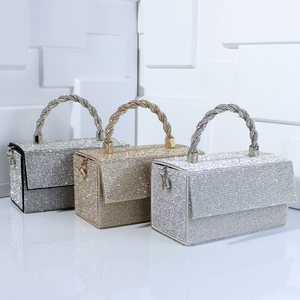 2024 New Designer Fashion Women's Diamond Evening Handbag Purse <strong>Clutch</strong> Ladies <strong>Silver</strong> Box Bag Rhinestone Purse Bag - Product Image 1