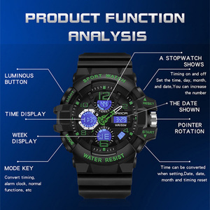 Reloj Digital de Moda SANDA 3168, Reloj de Pulsera Electrónico Multifuncional con Resistencia al Agua, Cronógrafo y Alarma - Product Image 2
