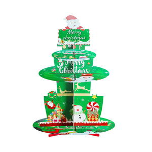 Christmas Paper Cake Stand 3 Tier Round Die Cut <b>Table</b> Decor For Holiday Party Decoration Supplies - Product Image 4
