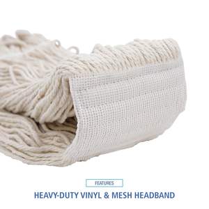 Boardwalk BWK524C 24 Oz. Tête de balai en coton Premium Saddleback Pro Loop Web/Tailband Blanc (12/carton) - Product Image 4