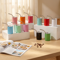 Gobelet isotherme portable en acier inoxydable de 3 oz, coloré, à corps droit, avec paille métallique, pour sublimation