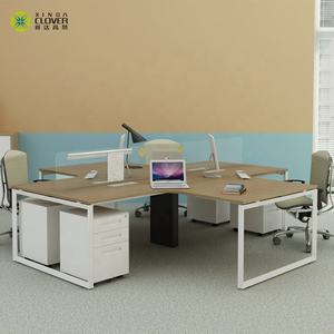 Venta al por mayor de muebles de oficina modernos en forma de L blanco escritorio modular con convertible extensible de metal de diseño - Product Image 2