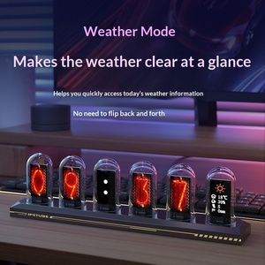 Digital IPS Glow <b>Tube</b> <b>Clock</b> RGB Display Desk <b>Clock</b> Retro Table <b>Clock</b> DIY Image WiFi Weather Desktop Decor - Product Image 3