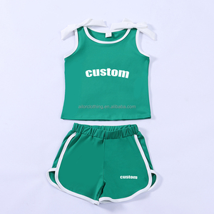 Conjunto Deportivo de Verano para Niños con Ribete de Tela, Top sin Mangas y Pantalones Cortos para Correr, Uso Diario, Fabricante de Marca Privada - Product Image 3