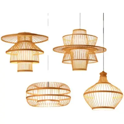 Japanese light Combination living room bamboo rattan lamp dining creative staircase home decor art Indoor Pendant Chandelier Light