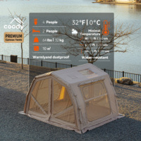 Tente gonflable Coody 10.0 Pro Air - Beige, imperméable, pour le camping, quatre saisons, grand espace, installation rapide, portable avec pompe