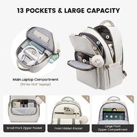 Sac à dos scolaire unisexe en Oxford imperméable beige-khaki, sac à livres mignon pour enfant, grand compartiment pour ordinateur portable de 15,6 pouces, style sac à main