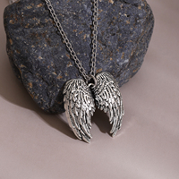 Collier vintage gothique avec ailes d'ange, chaîne en acier inoxydable, pendentif plume d'ange gardien en alliage, cadeaux