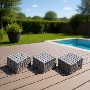 Dalles de terrasse en bois dur d'acacia, emboîtables, 12 x 12, carrées, pour extérieur, patio, bord de piscine - Product Image 2