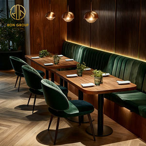 Set di Mobili Moderni e Confortevoli: Divano Quadrato in Velluto Verde, Tavolo e Sedie per Pizzeria, Caffè e Ristorante, Panche e Sedute per Booth - Product Image 2