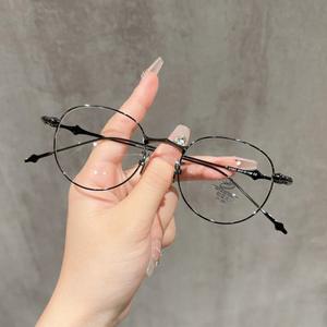 31263 Montura de gafas redondas retro para mujer, lentes de PC con filtro de luz azul, montura completa, gafas para miopía, diseño ligero - Product Image 2