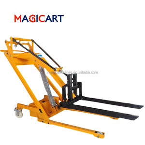 Mini chariot élévateur hydraulique électrique <span class=keywords><strong>à</strong></span> bras courbé, capacité de 500 kg, gerbeur de palettes pliable pour atelier - Product Image 2