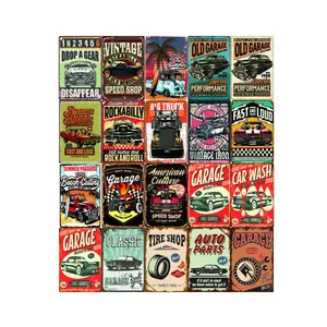 Vintage Metal Tin Sign Car Garage Texaco Mobilgas Retro Bar Metal Gas Oil Art Poster Home Wall Decor Plaques rustic Home