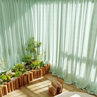 Voilage brodé sur mesure, vert matcha, pour salon, balcon, baie vitrée, bureau, voilage occultant