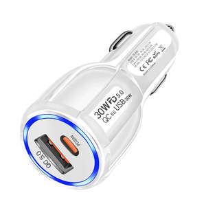 New 60W Điện Thoại Xe Hơi Sạc Loại C + USB Kép Nhanh Chóng Sạc Pd 30W + USB Qc5.0 Max Cho Xe Nhẹ Hơn Khe Cắm Xe Tải Phổ Adapter - Product Image 1