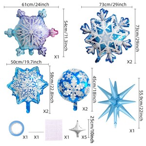 Ballon en aluminium flocon de <span class=keywords><strong>neige</strong></span> de Noël de 18 pouces avec logo personnalisé, ensemble de flocons de <span class=keywords><strong>neige</strong></span> en forme de glace et de <span class=keywords><strong>neige</strong></span>, décoration bleue pour fête d'anniversaire - Product Image 2