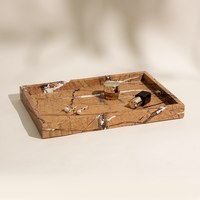 Plateau de service et de rangement rectangulaire en marbre naturel, style nordique, pour la maison, avec décorations de luxe, motif café forêt tropicale, pour mariage