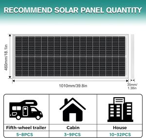 OEM ODM 12V 100W Exterior Largo Estrecho Mono Cristalino Panel Fotovoltaico 120W Módulo de energía solar <span class=keywords><strong>Cubierta</strong></span> frontal de vidrio para caravanas - Product Image 3