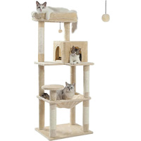 Árbol para Gatos Multinivel Resistente con Fácil Montaje, Hamaca Tipo Condo y Postes Rascadores de Sisal, Mueble para Gatos de MDF de Alta Densidad