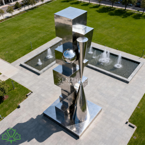 Senzhao - Escultura de Acero Inoxidable Geométrica Grande de Arte Abstracto Moderno Personalizada, Escultura de Metal - Product Image 4