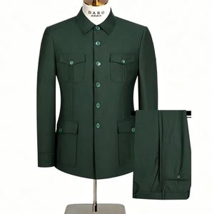 Completo da Uomo Cinese a 2 Pezzi Zhongshan: Abito da Cerimonia, Matrimonio, Business, Formale, <span class=keywords><strong>per</strong></span> Feste e Balli, <span class=keywords><strong>Abbigliamento</strong></span> <span class=keywords><strong>Safari</strong></span> di Alta Qualità - Product Image 6