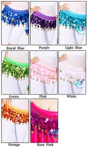 Dance Women Belly Dance Daily Accessory Hip Scarf Bellydance Practice Hip Waist Scarf Coins Shiny Charming Sequin With Gold For Women Adults