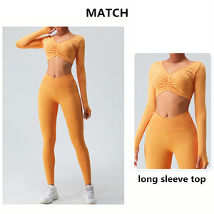 Venta al por mayor leggins ajustados sin costuras glúteos fruncidos push up <span class=keywords><strong>mallas</strong></span> deportivas correr logotipo elástico personalizar gimnasio activo yoga <span class=keywords><strong>mallas</strong></span> - Product Image 5