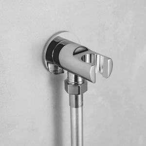 Wall Supply Elbow with <b>Hand</b> Shower Holder Brass 1/2 Inch Shower Hose Connector Round Wall Mount Drop Union Water Outlet - Product Image 6