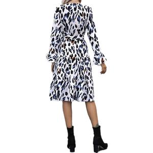 Vestidos Midi de Manga Larga con Estampado de Leopardo, Estilo Otoñal, para Mujer, de Alta Calidad, Personalizados al por Mayor, OEM, Corte en A Natural - Product Image 5