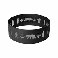 Brasero rond en acier pour extérieur - 36 pouces, motif ours, noir