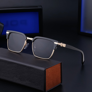 Lunettes <span class=keywords><strong>de</strong></span> soleil rétro pour hommes, monture en alliage, protection UV400, verres marron, transparents, rouges, bleus, gris, <span class=keywords><strong>de</strong></span> luxe, <span class=keywords><strong>de</strong></span> marque, avec logo personnalisé - Product Image 3