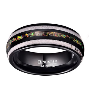 TG 8mm Black Onyx With Deer Antler Inlay Men's Tungsten Carbide <strong>Ring</strong> New Trendy Style US Sizes 7-12 - Product Image 5