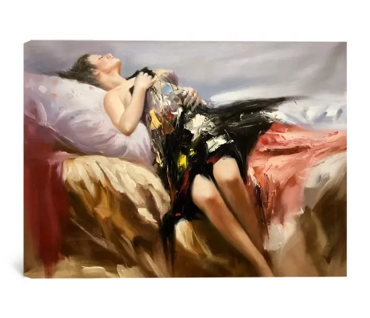 Moderne hochwertige 100% handgemalte figurative Dame Kunst Öl Pastell Gemälde auf Leinwand