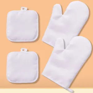 Kitchen Accessories Blank Sublimation Pot Holder Heat Resistant Protection Gloves Sublimation Linen Gloves Pod Pad