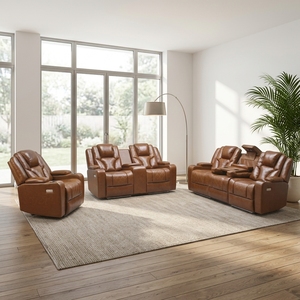 Hot Sell Factory Direct Modern Air Leather Electric Recliner <b>Sofa</b> Set Home Furniture With Bluetooth Speaker and Headrest - Product Image 4