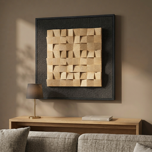 <b>Framed</b> 3D Textured Metal Wall Art Modern Minimalist Portrait <b>Print</b> Original Geometric Artwork for Walls - Product Image 3