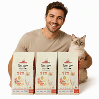 Sacs d'emballage pour aliments pour animaux de compagnie en PE à fond plat personnalisés, avec fermeture éclair, résistants à l'humidité, impression en gravure, 500g-20kg pour chats et chiens
