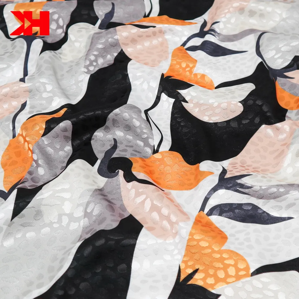Kahn Shaoxing wholesale chiffon Customize floral printed satin fabric 100% polyester flower print for satin dress women