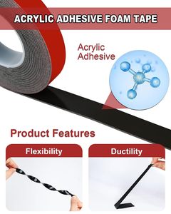 Cinta Adhesiva de Doble Cara de Espuma Acrílica de 1 mm, Alta Viscosidad, Resistente al Agua y al Calor, para Montaje de LED en Automóviles, Rollo Pequeño - Product Image 3