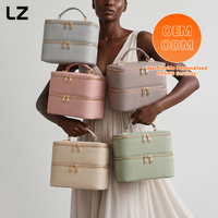 Sac de rangement pour vernis à ongles LZ Custom Canvas, double couche, portable, pour cosmétiques, capacité de 30 flacons avec compartiment pour lampe UV