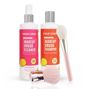 Customized Organic NaturaL Make Up Makeup Brush Sponge Spray And Deep Cleansing Shampoo Cleanser Liquid Set Private Label