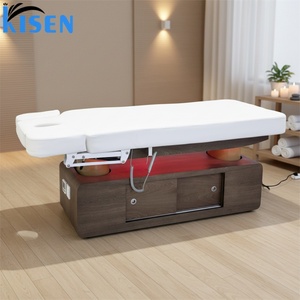 Kisen Professional Salon 4 Motors Electric Beauty <b>Bed</b> With <b>LED</b> Lamp Adjustable Leg Back Lift Function Optional Latex Foam - Product Image 1