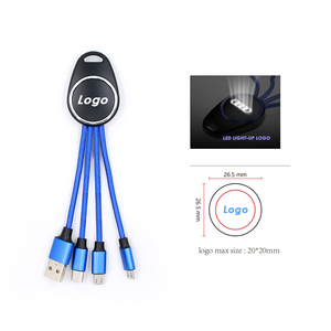 Phổ nylon bện LED ánh sáng logo 5-in-1 đa chức năng sạc cáp Xách Tay USB Keychain du lịch Adapter cho máy in - Product Image 2